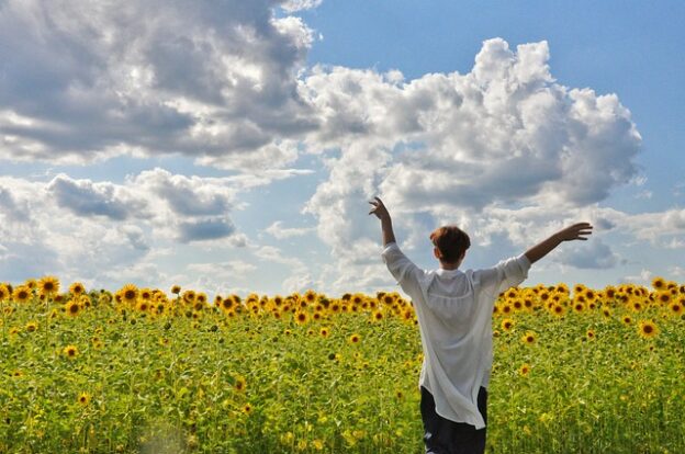 young woman in field